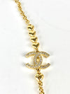 B23P ABA507 Gold Plated Long Chain CC Logo Diamante with Gold Hearts Necklace&nbsp;