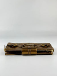 Metallic Bronze Leather Tulita Wristlet Clutch