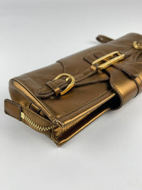 Metallic Bronze Leather Tulita Wristlet Clutch