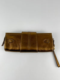 Metallic Bronze Leather Tulita Wristlet Clutch