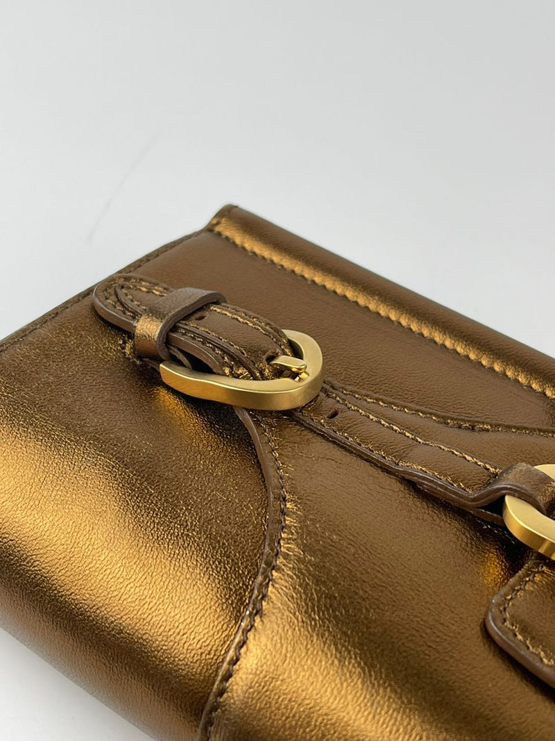 Metallic Bronze Leather Tulita Wristlet Clutch