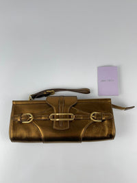 Metallic Bronze Leather Tulita Wristlet Clutch