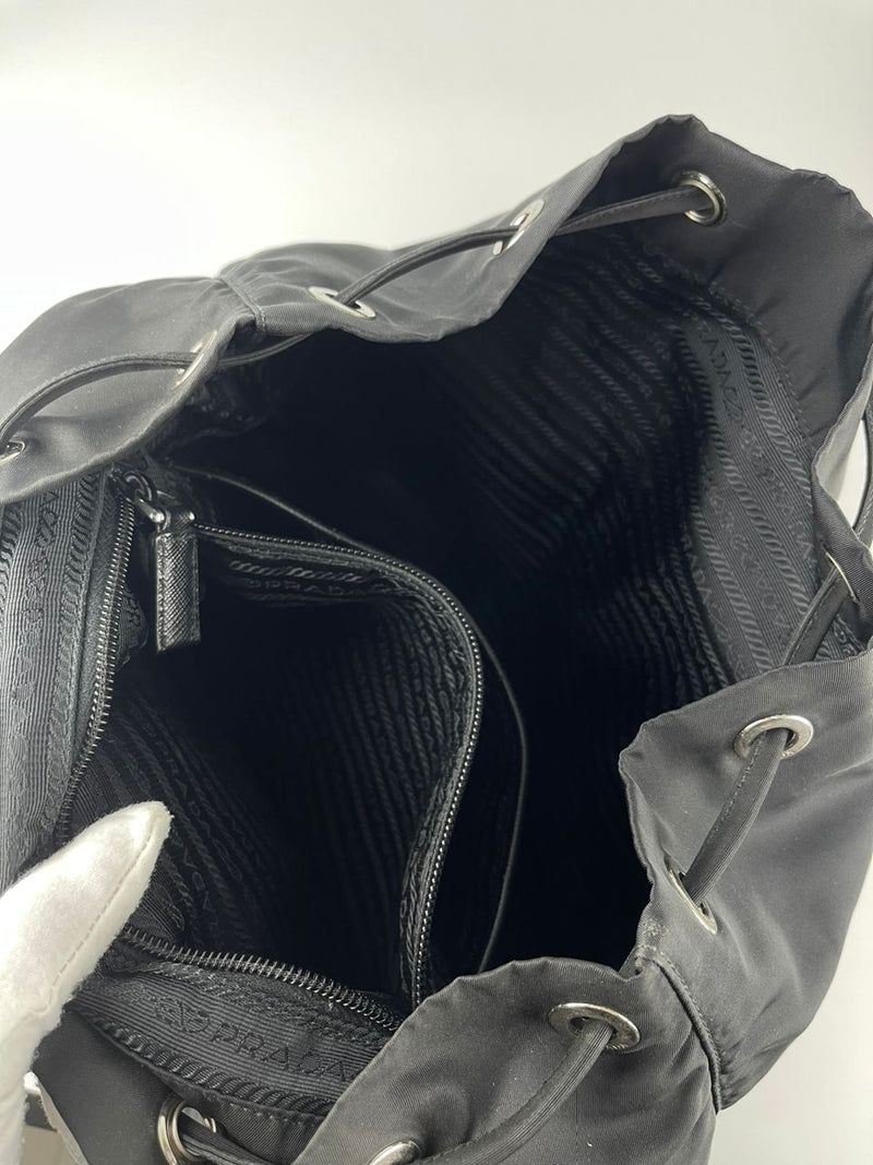 Black Nylon Medium Backpack