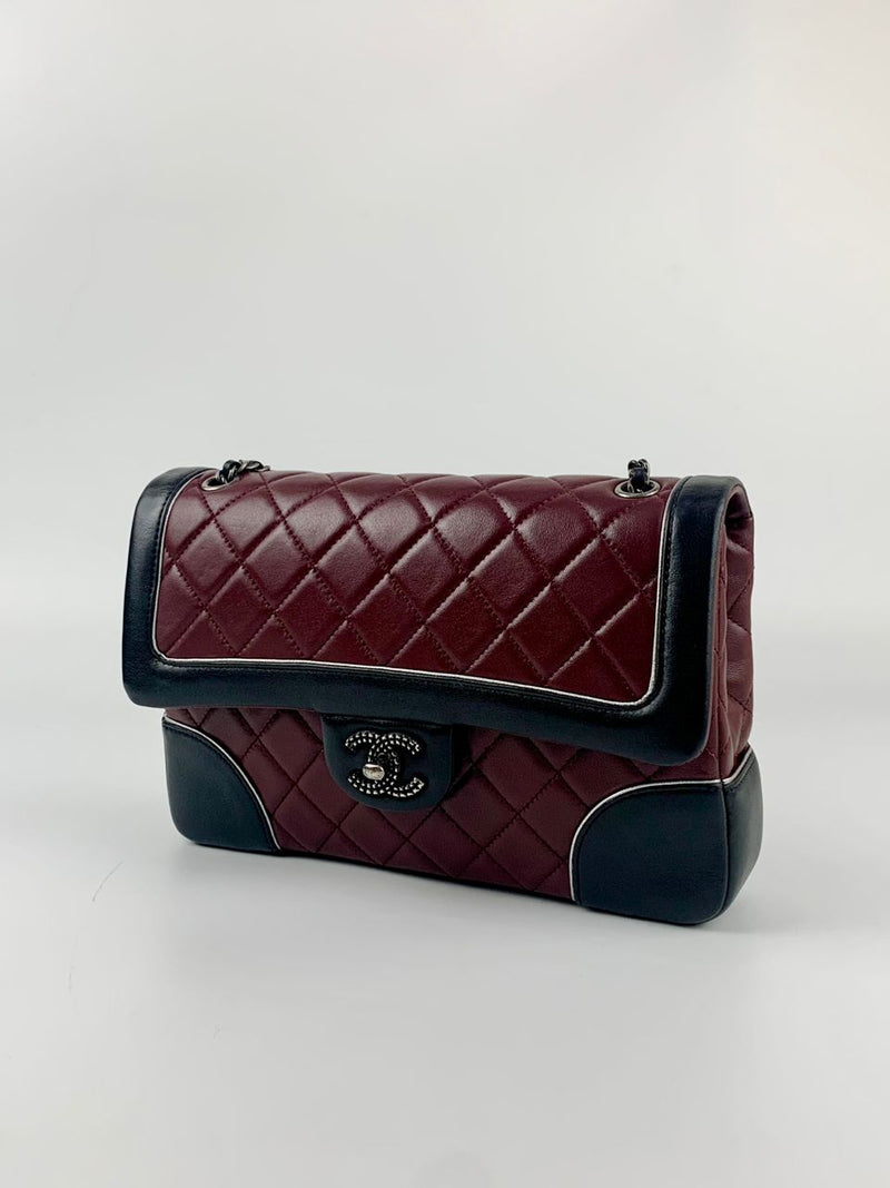 2015 Pre-Fall Tyrolean Paris-Salzburg Lambskin Single Flap in Burgundy / Black RHW