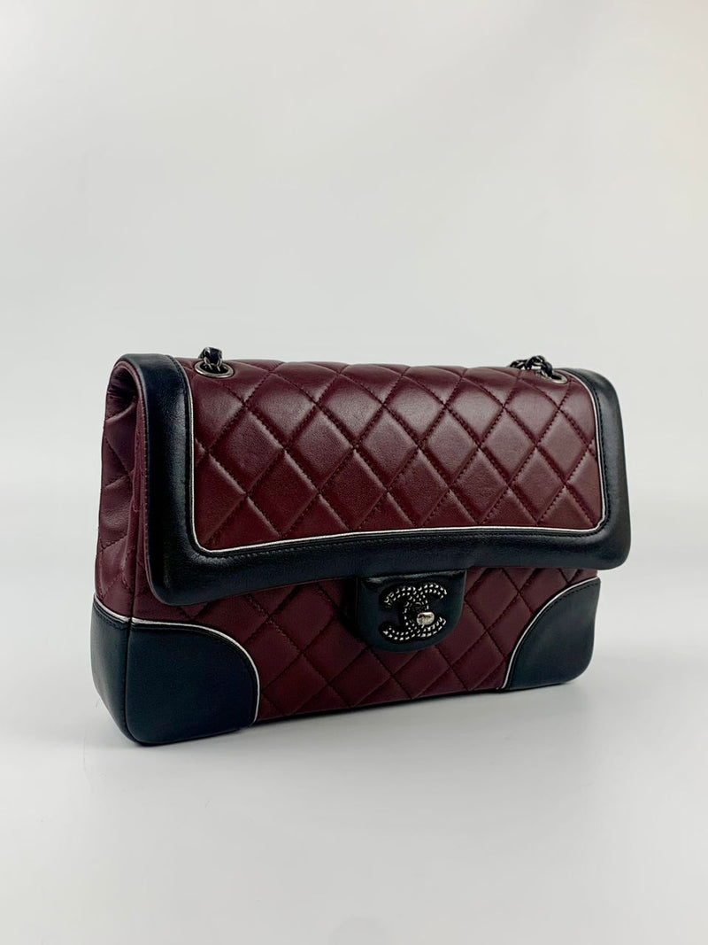 2015 Pre-Fall Tyrolean Paris-Salzburg Lambskin Single Flap in Burgundy / Black RHW