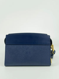 1BH043 Blue Calfskin / Saffiano Crossbody Bag