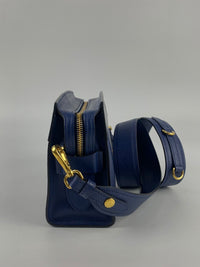 1BH043 Blue Calfskin / Saffiano Crossbody Bag