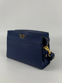 1BH043 Blue Calfskin / Saffiano Crossbody Bag