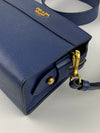 1BH043 Blue Calfskin / Saffiano Crossbody Bag