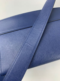 1BH043 Blue Calfskin / Saffiano Crossbody Bag