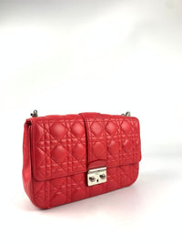 Red/Fuschia Cannage Quilted Lambskin Leather Miss Dior Medium Flap Bag