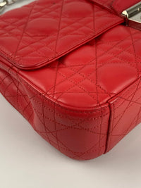 Red/Fuschia Cannage Quilted Lambskin Leather Miss Dior Medium Flap Bag