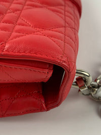 Red/Fuschia Cannage Quilted Lambskin Leather Miss Dior Medium Flap Bag