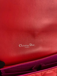 Red/Fuschia Cannage Quilted Lambskin Leather Miss Dior Medium Flap Bag