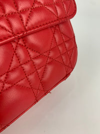 Red/Fuschia Cannage Quilted Lambskin Leather Miss Dior Medium Flap Bag