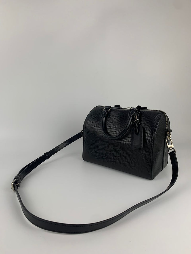 Black Epi Leather Speedy Bandoulière 25