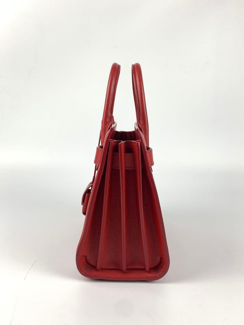 Red Calfskin Leather Nano Sac de Jour Bag