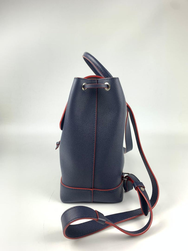 Soft Calfskin Lockme Backpack Marine Rouge