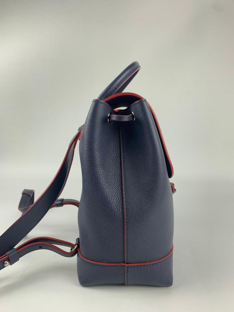 Soft Calfskin Lockme Backpack Marine Rouge