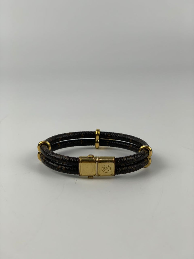 Canvas Keep It Twice Monogram Gold Tone Bracelet