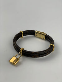 Canvas Keep It Twice Monogram Gold Tone Bracelet