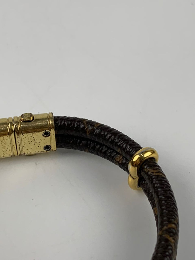 Canvas Keep It Twice Monogram Gold Tone Bracelet