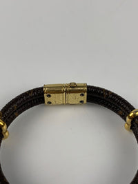 Canvas Keep It Twice Monogram Gold Tone Bracelet