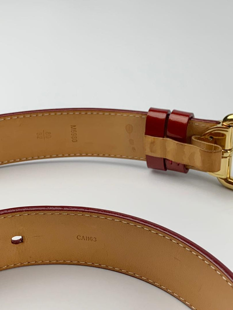 M6980 Red Monogram Vernis Ceinture Belt