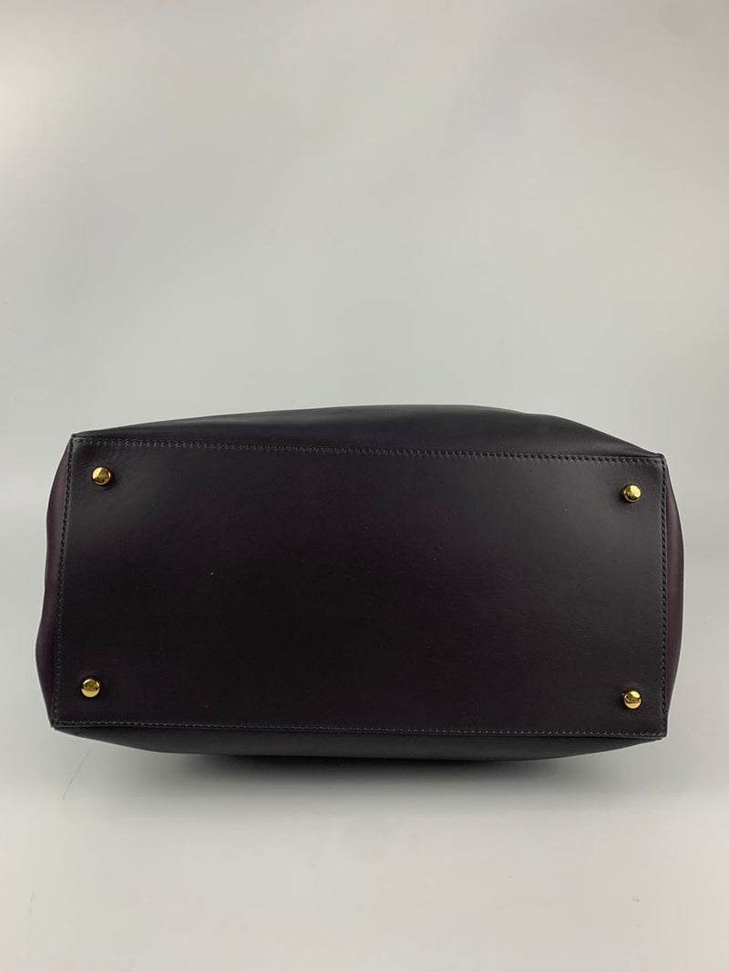 Tracolla Zip Media Bag in&nbsp;Black / Purple Leather