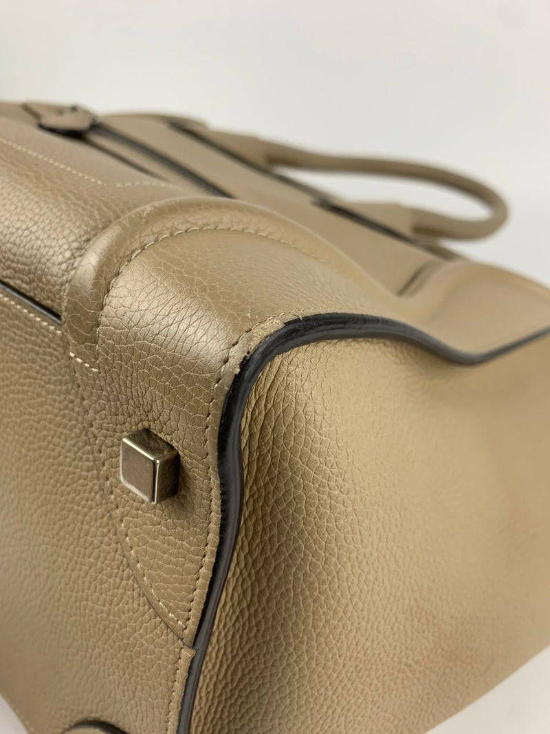 Mini Luggage Tote in Dune Drummed Calfskin