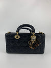 Cannage Lambskin Medium Lady D-Joy Bag LGHW with Tortoise Shell Charms