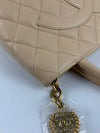 Medallion Tote in Beige Caviar GHW