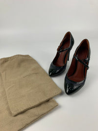 Green Patent Leather / Brown Leather Mary Jane Pumps