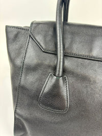 BN2665 Double Handle Tote in Black Glaze Calf Leather