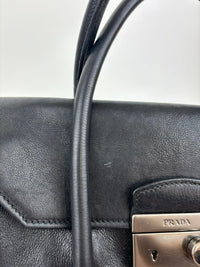 BN2665 Double Handle Tote in Black Glaze Calf Leather