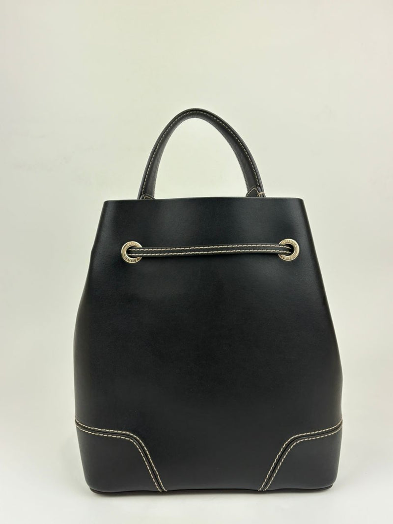 Stacy Drawstring Bucket Bag in Onyx