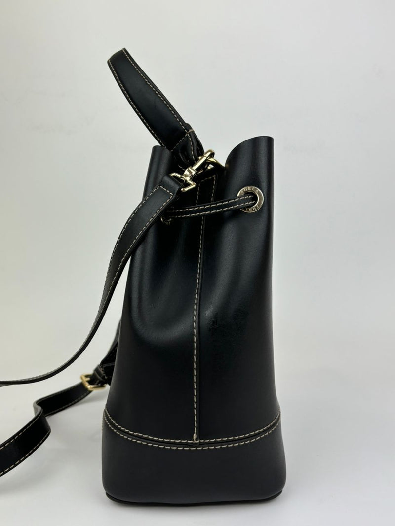 Stacy Drawstring Bucket Bag in Onyx