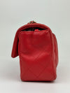 Classic Mini Rectangular Flap in Red Lambskin GHW