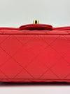 Classic Mini Rectangular Flap in Red Lambskin GHW