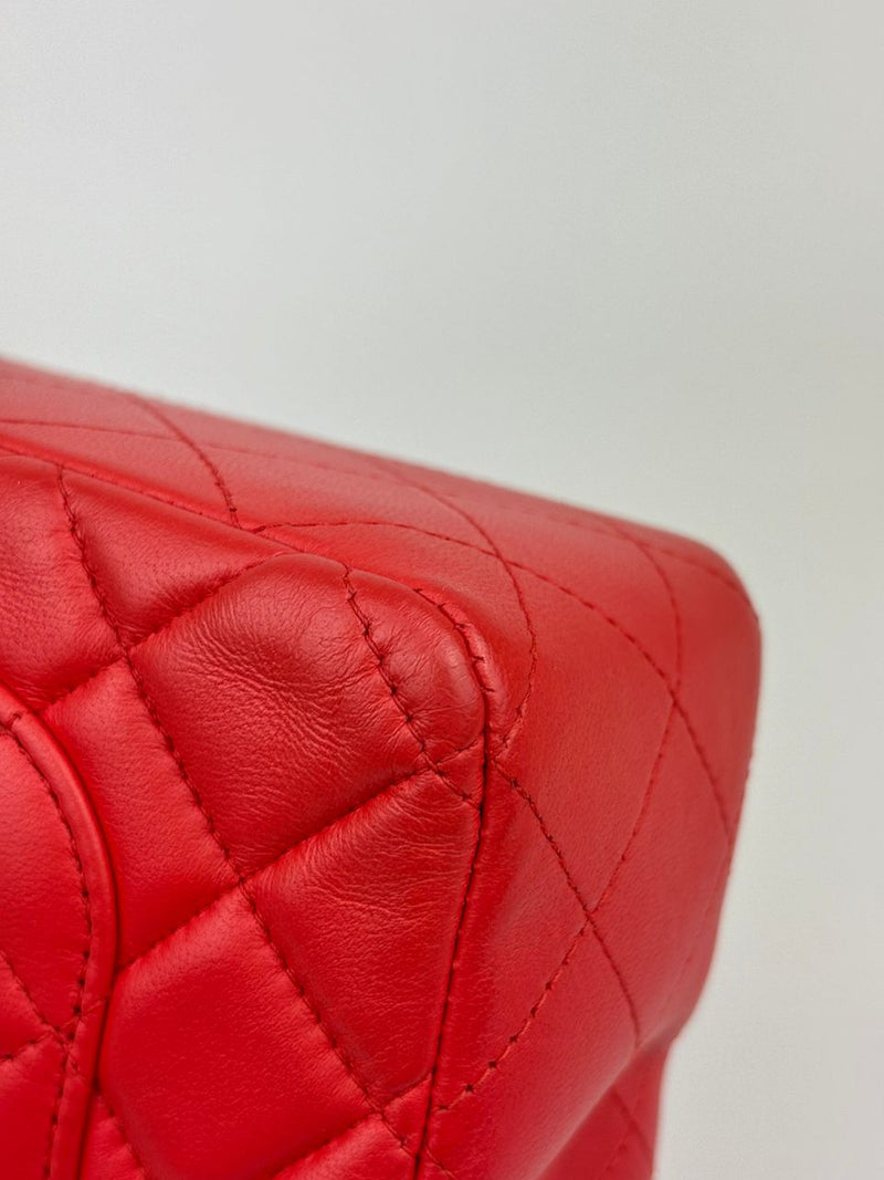 Classic Mini Rectangular Flap in Red Lambskin GHW