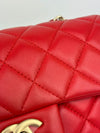 Classic Mini Rectangular Flap in Red Lambskin GHW