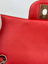 Classic Mini Rectangular Flap in Red Lambskin GHW