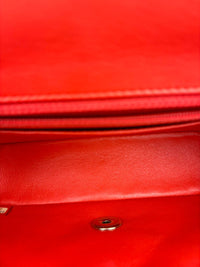 Classic Mini Rectangular Flap in Red Lambskin GHW