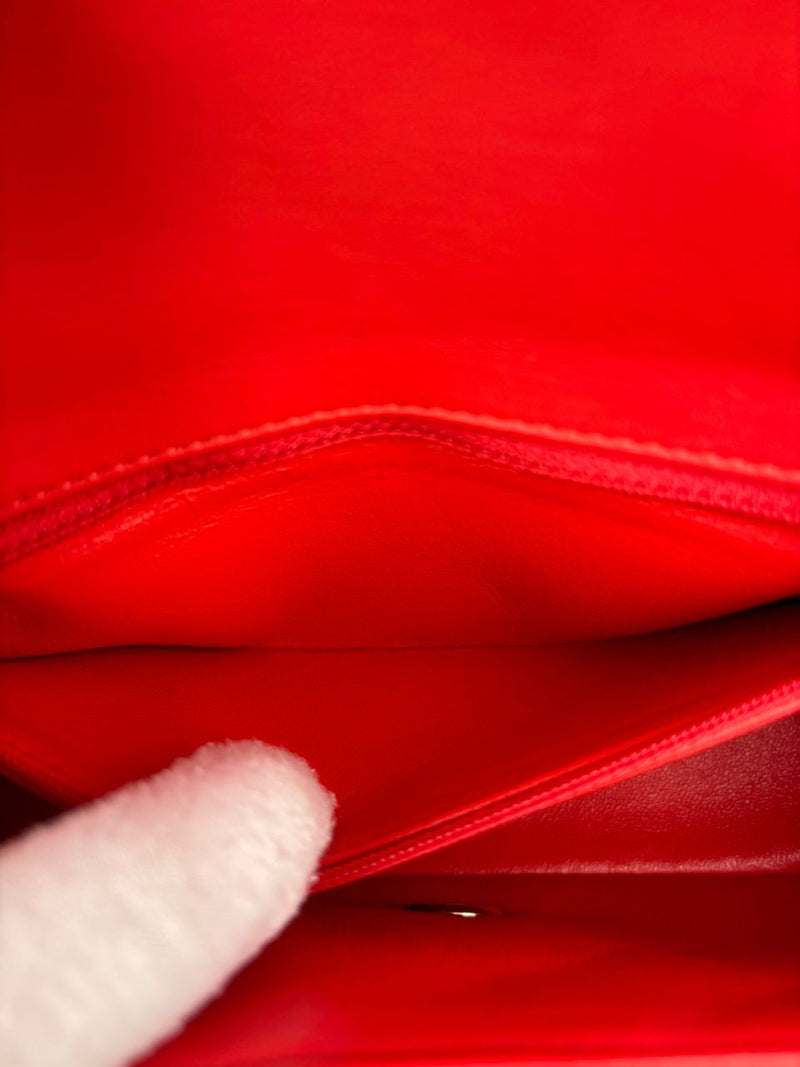 Classic Mini Rectangular Flap in Red Lambskin GHW