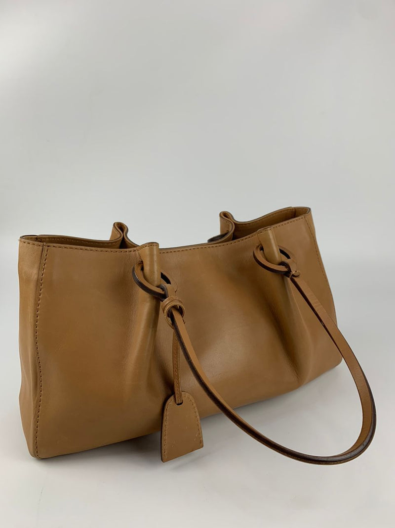 Tan Calfskin Shoulder Tote