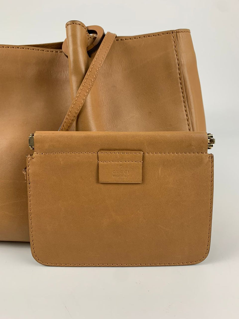 Tan Calfskin Shoulder Tote