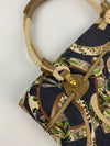 Multicolor Gancini Floral Print Denim Shoulder Bag