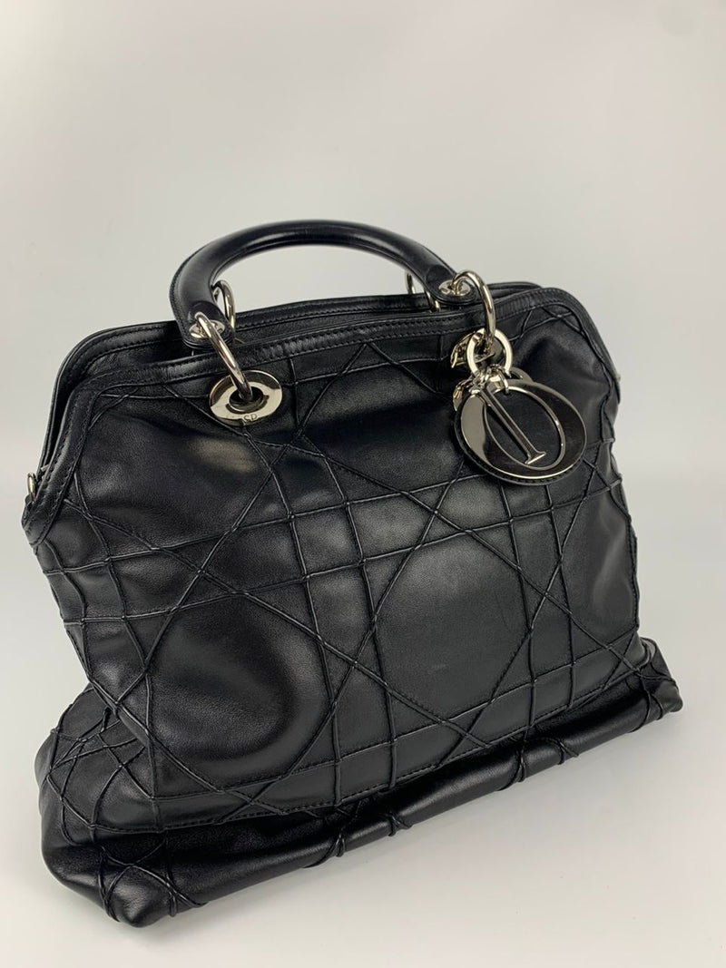 Black Cannage Quilted Leather Granville Tote SHW