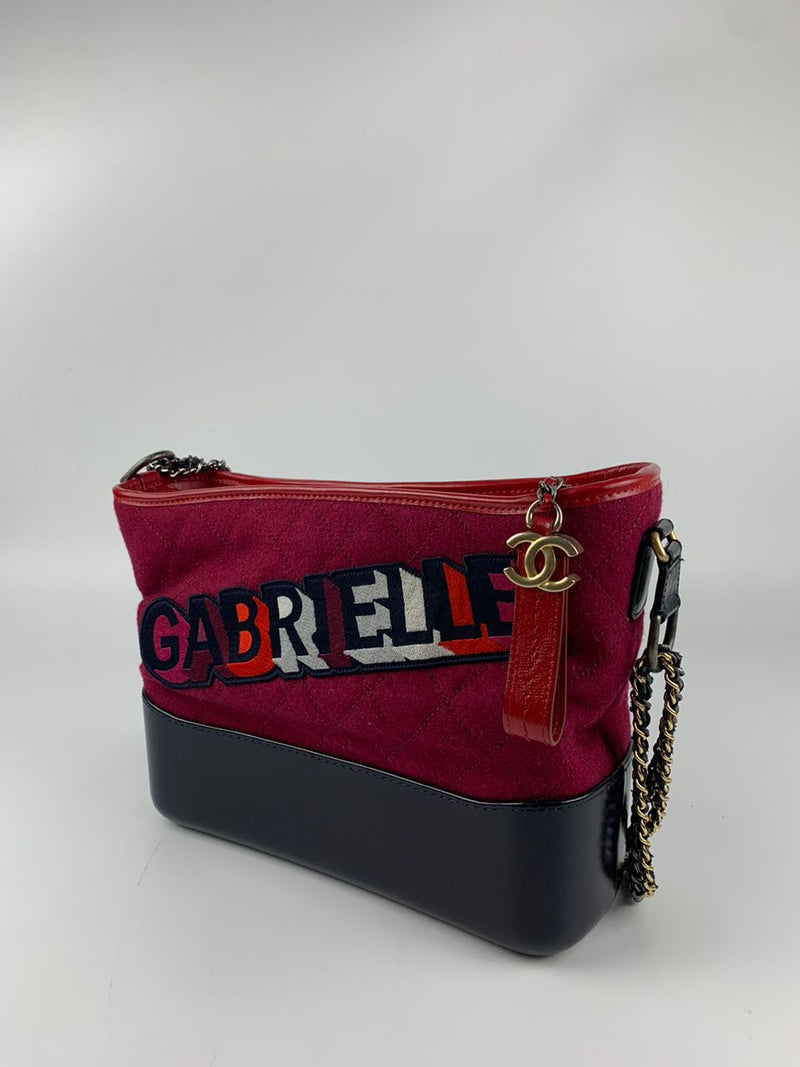 Gabrielle Quilted Bag in Red Canvas and Leather