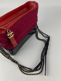 Gabrielle Quilted Bag in Red Canvas and Leather